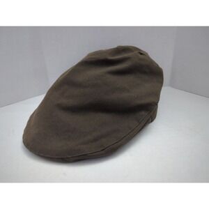 Barbour Waxed 100% Cotton Brown Cap Hat Tartan Plaid Inside Size 7 1/8